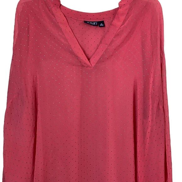 A.N.A Sheer Coral Embellished Blouse Size 1X - Picture 2 of 10